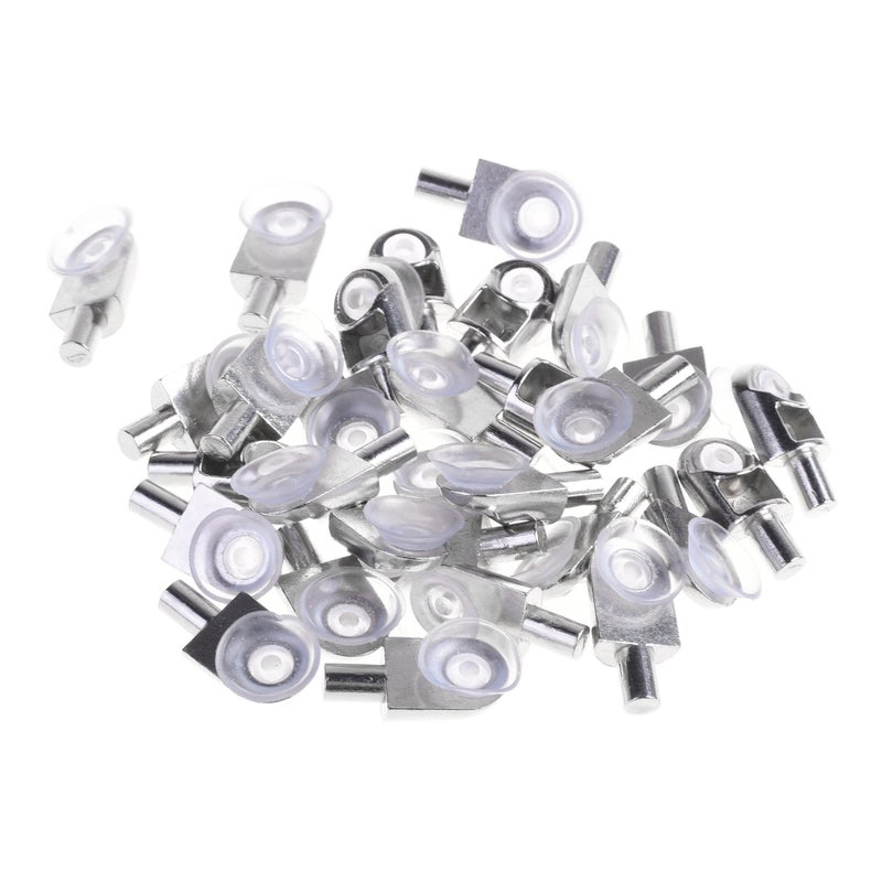 BCP 30pcs 5mm Silver Tone Clear Suction Cup Glass Shelf Support Holder Metal Pin - Image 1